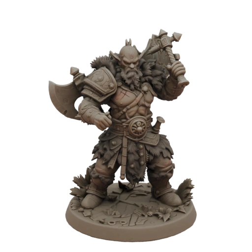 Фэнтези Гном Варвар Миниатюра STL - Стелс