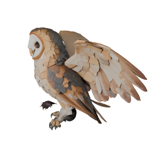 Низкополигональная 3D модель ушастой совы - Игровой ассет для Unity с FBX | PBR