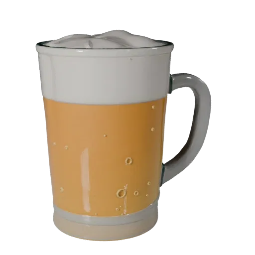 3D модель кружки для чая "Cafe Tea Mug", вид три четверти спереди, вьюпорт Unity, показывающий стекло, форму контейнера.