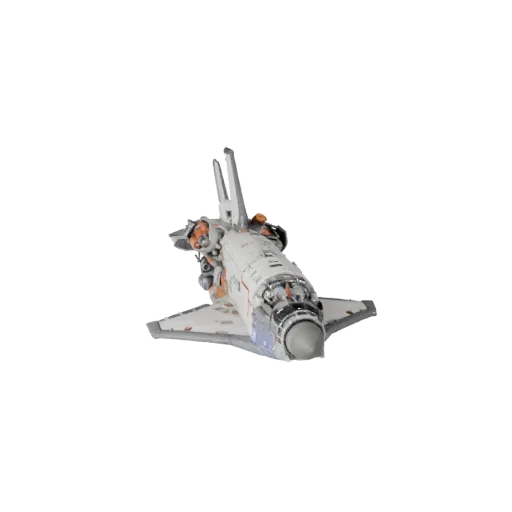 3D-модель Orbital Shuttle, трехчетвертной студийный вид, готовый к анимации ресурс транспортного средства с силуэтом миссии,