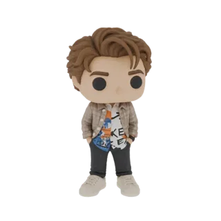 3D-модель молодого человека в клетчатой куртке в стиле Funko Pop, с руками в карманах.