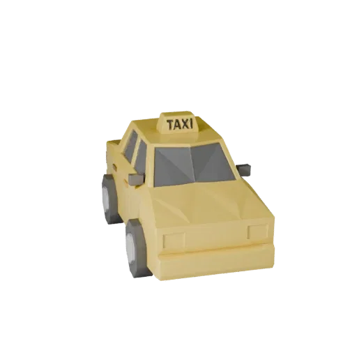 Низкополигональная 3D модель такси для Unity и Unreal PBR Asset