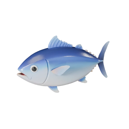 Мультяшный тунец 3D модель - Стилизованный ассет для анимации | Бесплатно