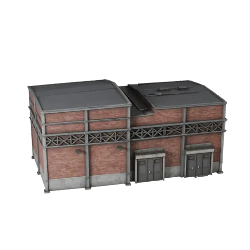 3D модель цементного завода, готовая к использованию в Unity, окно движка Unity, показывающее промышленные строительные матер