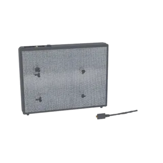 3D модель гибкой пиксельной LED-панели с портом для шнура, на черном фоне