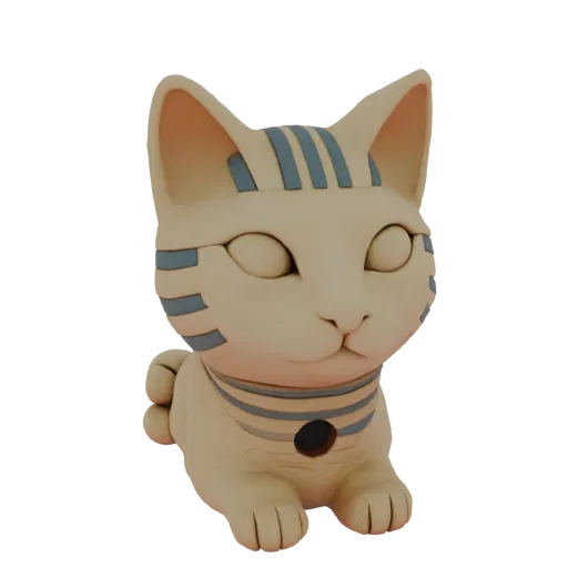 3D модель египетской кошки-статуэтки в минималистичном стиле, с отверстием в основании шеи.