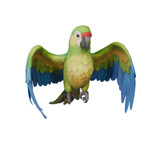 Мультяшный попугай ара 3D модель - Стилизованный ассет для анимации