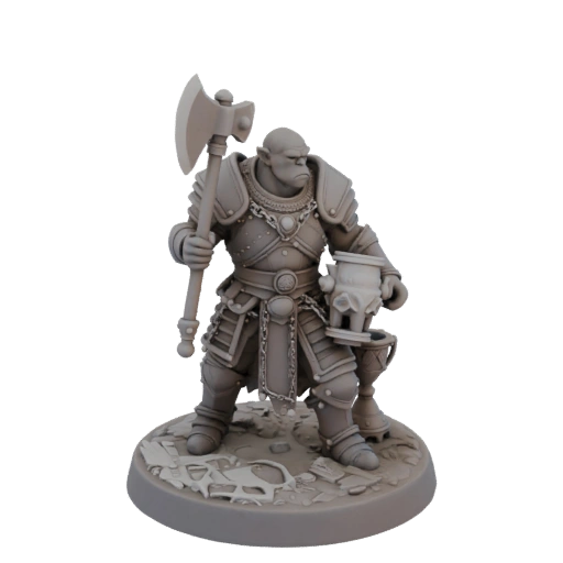 Средневековый орк воин миниатюра STL - боевая готовность