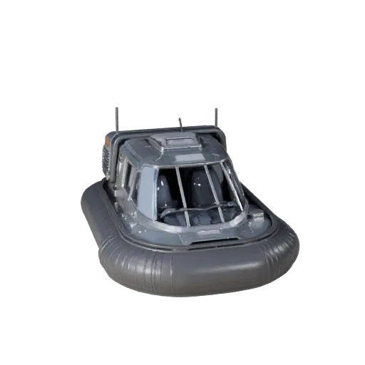 Высокополигональная 3D-модель спасательного ховеркрафта, студийный вид крупным планом, высокополигональный транспортный актив