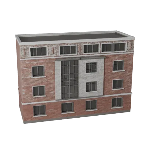 Готовая к Blender 3D модель жилого фасада, вид рендера студии Blender, показывающий материалы фасада здания и архитектурную д