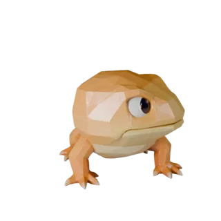 Низкополигональная 3D-модель саламандры, вид сбоку в игровой камере, низкополигональная модель животного с линией рта, артику