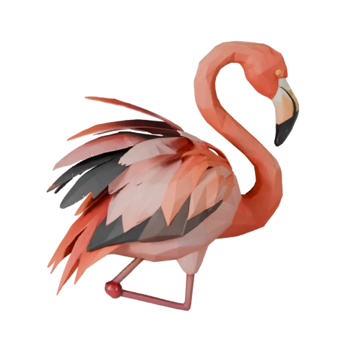 Низкополигональный фламинго 3D модель - игровой ассет для Unity с FBX | PBR