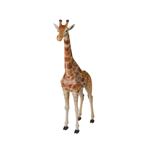 Низкополигональная 3D модель жирафа, вид сбоку в игровой камере, низкополигональная модель животного с балансом позы, анатоми
