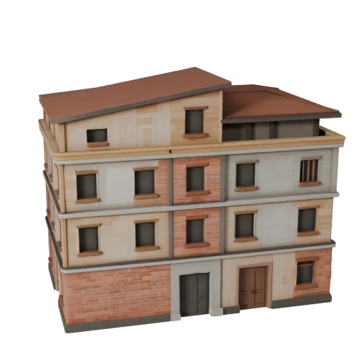 Stilisierte mediterrane Villa 3D-Modell - Spiel-Asset