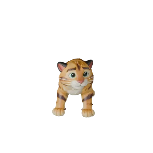 Мультяшная 3D-модель Сервала, рендер дикой природы сбоку, стилизованный ассет животного с подушечками усов, скольжением плеч,