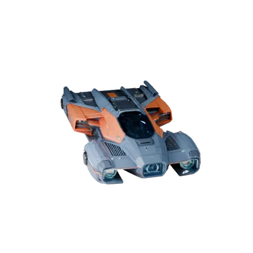 3D-модель летающего автомобиля, вид из игрового окна в три четверти, готовый для Unity ресурс транспорта с футуристической па