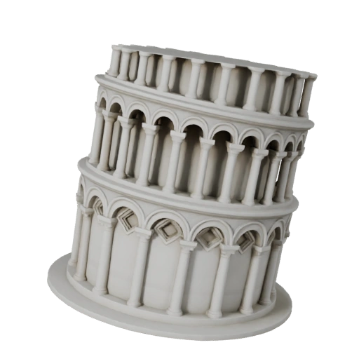 Stilisierter schiefer Turm von Pisa 3D-Modell - Spiel-Asset