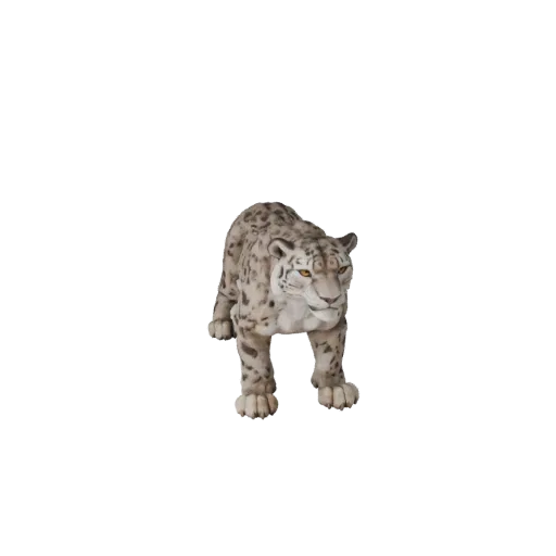 3D модель снежного барса, вид сбоку, рендер дикой природы, готовый для Blender ассет животного с сужением челюсти, лопатками,