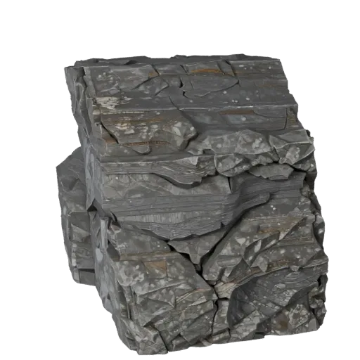 3D модель Каменный карьерный обрыв для Unreal Engine, вид сверху, показывающий слоистый камень, скальные поверхности.
