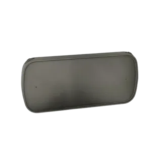 3D модель серого прямоугольного солнцезащитного козырька со скругленными углами и двумя небольшими отверстиями для винтов, пр