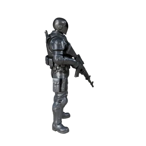 Реалистичная 3D модель персонажа Солдат Кобальта, вид вьюпорта движка, готовый к Unreal Engine ассет со стойкой; винтовка, та