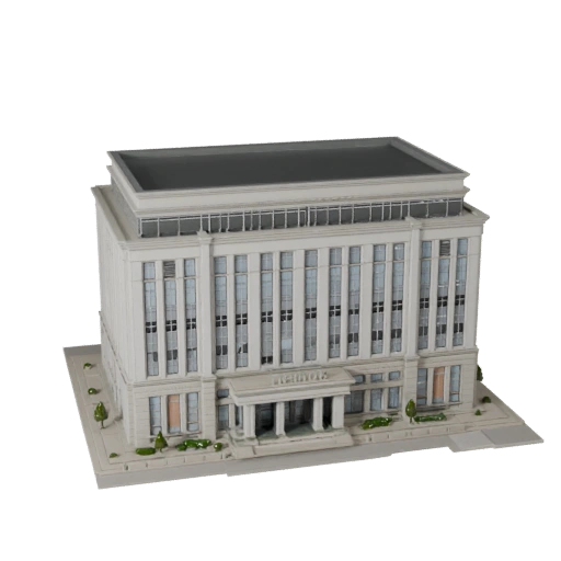 Low Poly Theater Building 3D Model for Realtime Game Asset