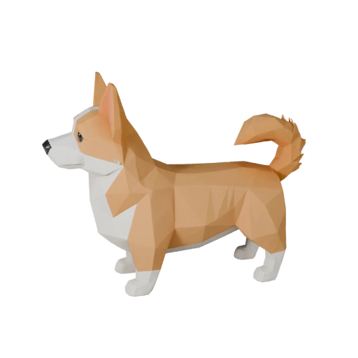 Низкополигональная 3D модель собаки корги - игровой ресурс Unity с FBX | PBR