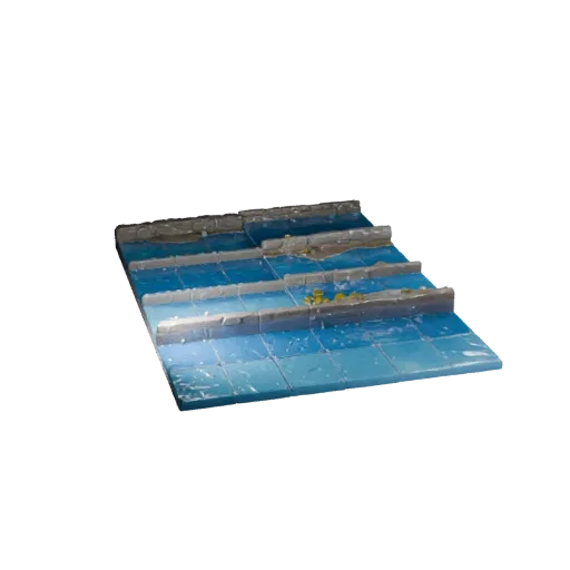 Стилизованная модульная 3D-модель "Родник", изометрический вид модульного набора, показывающий мокрый камень, края воды.