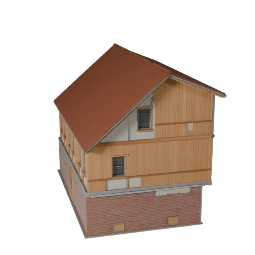 Casa prefabbricata stilizzata Modello 3D - Asset di gioco per l'architettura