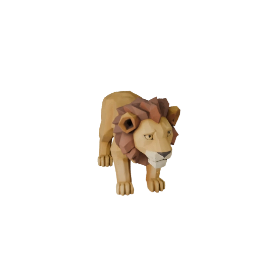Низкополигональный львёнок 3D модель - Игровой ассет для Unity с FBX | PBR