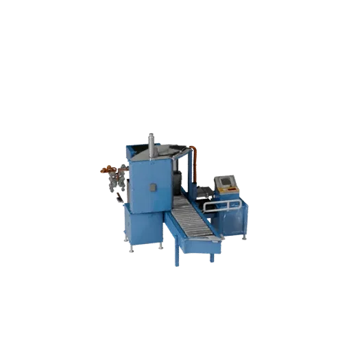 Реалистичная 3D-модель модуля инспекционного конвейера, студийный рендер в трех четвертях, показывающий окрашенную сталь, маш