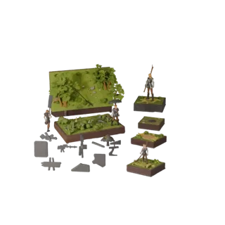 AR Визуализатор Лесной Диорамы GLB 3D модель, предпросмотр с отображением слоев, вид в три четверти, глубина и масштаб
