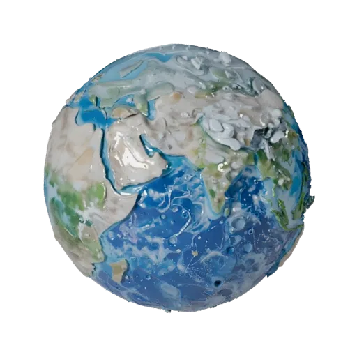 Стилизованная 3D-модель Землеподобной карликовой планеты, стилизованный изометрический рендер, показывающий масштаб скалистог
