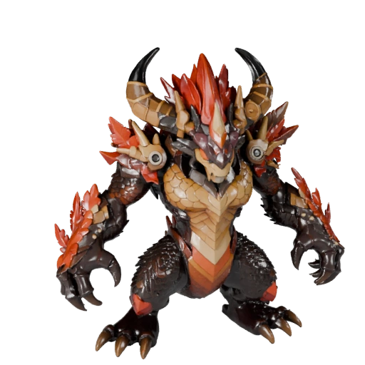 Мультяшный огненный дракон 3D модель - стилизованный ассет для анимации