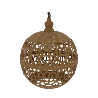 3D модель сферического, орнаментированного марокканского фонаря с замысловатыми филигранными узорами и декоративным верхним ш