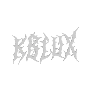 3D-модель логотипа метал-группы KBLUX с острыми, зазубренными краями и металлическим серебристым видом.