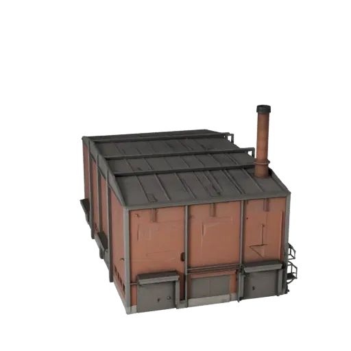 Печатная модель электростанции STL 3D, изометрический вид, показывающий промышленные строительные материалы и архитектурные д
