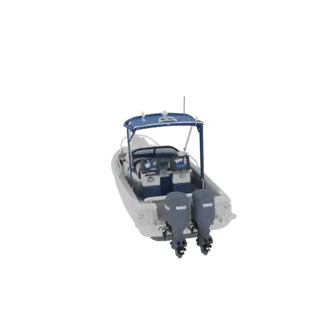 3D модель прогулочного катера с двумя подвесными моторами Yamaha, вид сзади