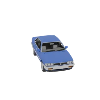 3D-модель синего седана Toyota Chaser JZX90 1990-х годов, вид спереди и сбоку
