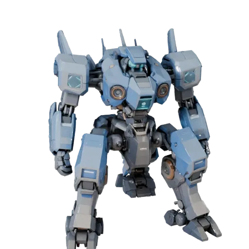 Низкополигональная 3D-модель шагающего транспорта "Mech Transport Walker", вид в три четверти из игрового окна, низкополигона