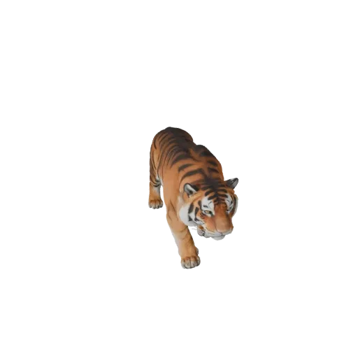 Низкополигональная 3D-модель бенгальского тигра, вид сбоку в игровой камере, низкополигональная модель животного с кошачьей п