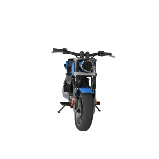 Низкополигональная 3D модель круизера в стиле Harley, вид из игрового окна в три четверти, низкополигональный актив транспорт