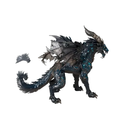 3D модель Chimera, рендер животного в профиль, готовый для Blender ассет животного с магическими переходами поверхностей, изы