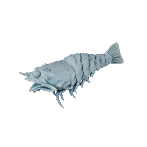 STL-модель креветки High Poly, вид в изометрии, готовая к печати фигурка животного с реакцией подводной кожи, толщиной плавни