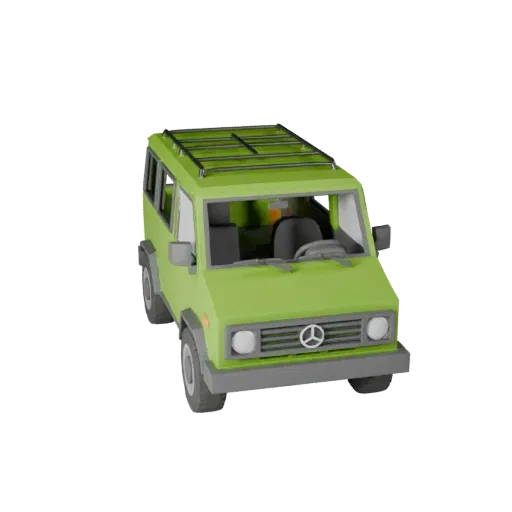 Низкополигональный ретро фургон 3D модель для Unity и Unreal PBR Asset
