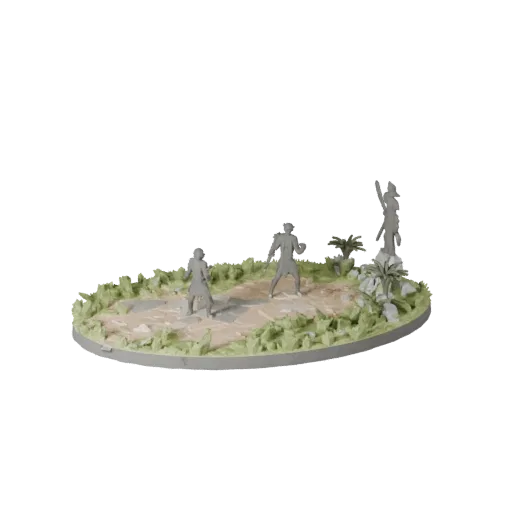 Предварительный просмотр низкополигональной 3D-модели овальной лесной подставки, показывающий форму ободка, вид в три четверт