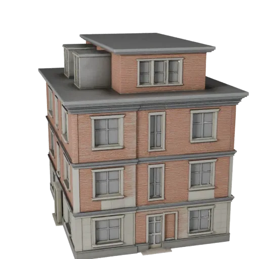 Модульный комплект фасада, готовая к Blender 3D модель, вид рендера студии Blender, показывающий материалы модульного строите