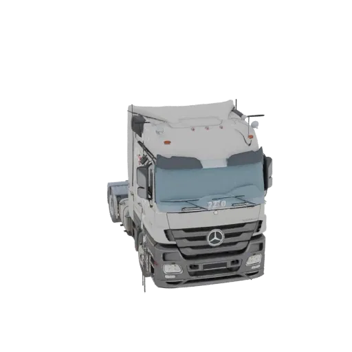 3D модель белого седельного тягача Mercedes-Benz Actros 2651, вид сверху.