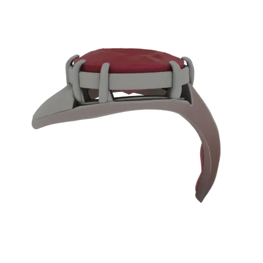 Готовая к использованию 3D-модель кольца с рубином, геройский рендер на поворотном столе, показывающий силуэт и контраст пове