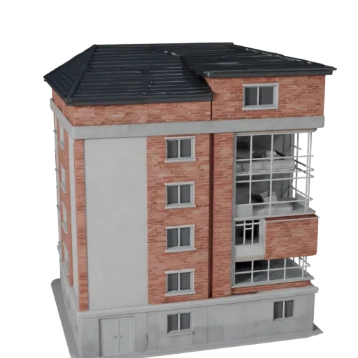 Готовая к использованию в Blender 3D модель пригородного дома, вид рендера студии Blender, показывающий материалы жилого здан